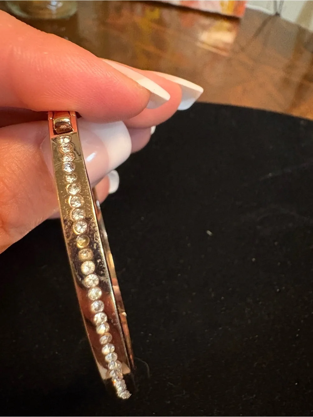 kate spade Rose Gold and Silver Crystal Pavé Hinged Bangle Bracelet